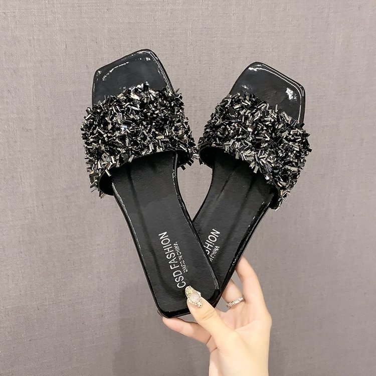 Explosive Models Sandals Femme 2024 Summer Casual Flat Sandals Square Open Toe Comfortable Ladies Slippers For Women And Ladies