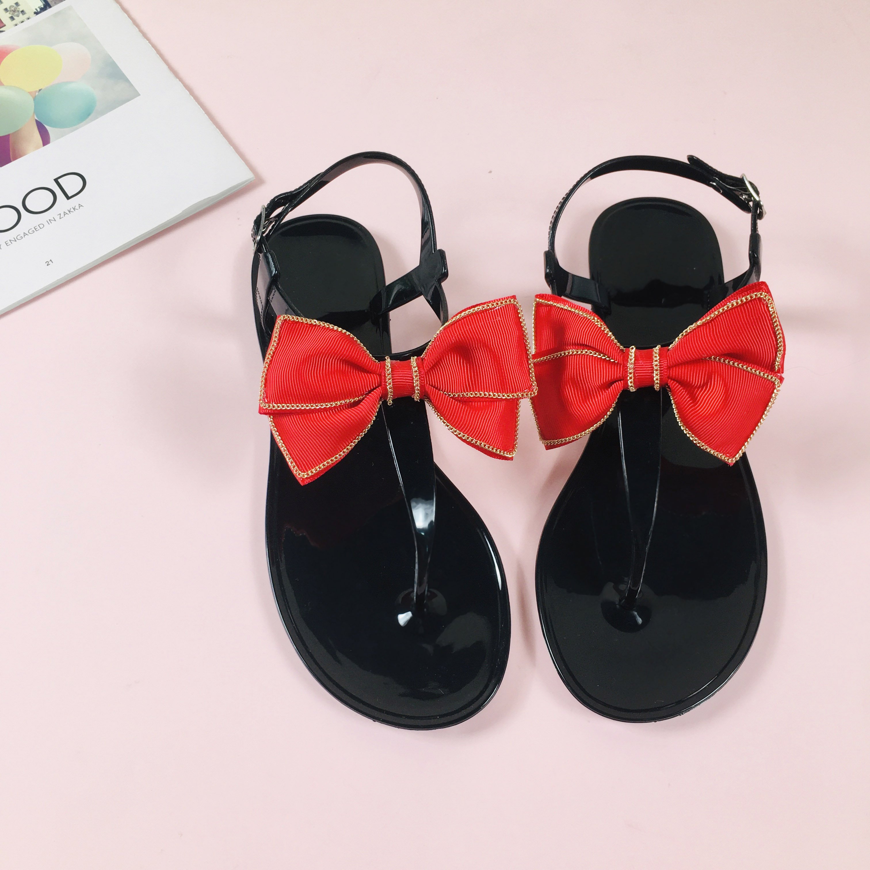 Slides Slippers Women Flip-Flops Ladies Woman Sandals 2022 Sandal Summer Custom And Wholesale bowknot Jelly Shoes