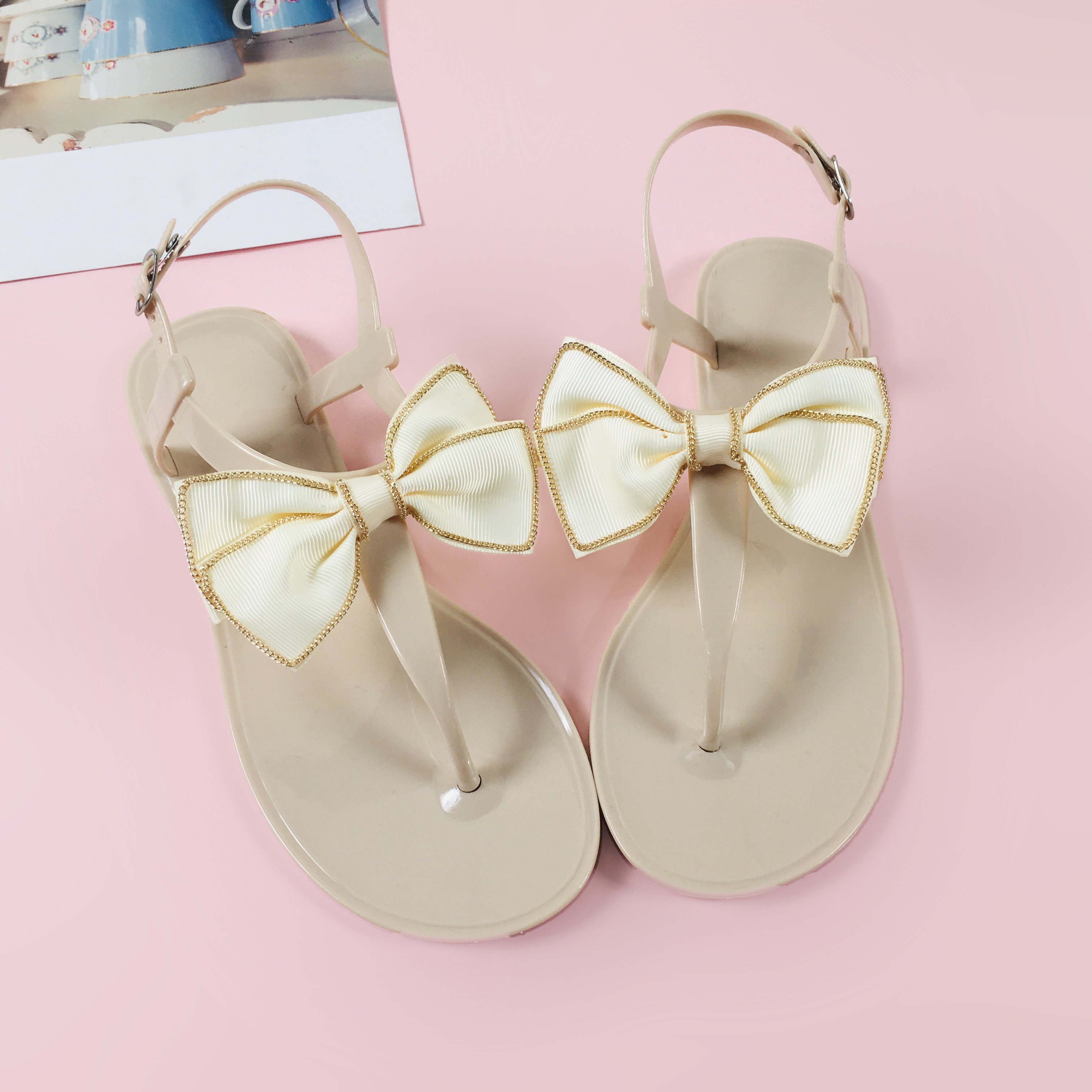 Slides Slippers Women Flip-Flops Ladies Woman Sandals 2022 Sandal Summer Custom And Wholesale bowknot Jelly Shoes