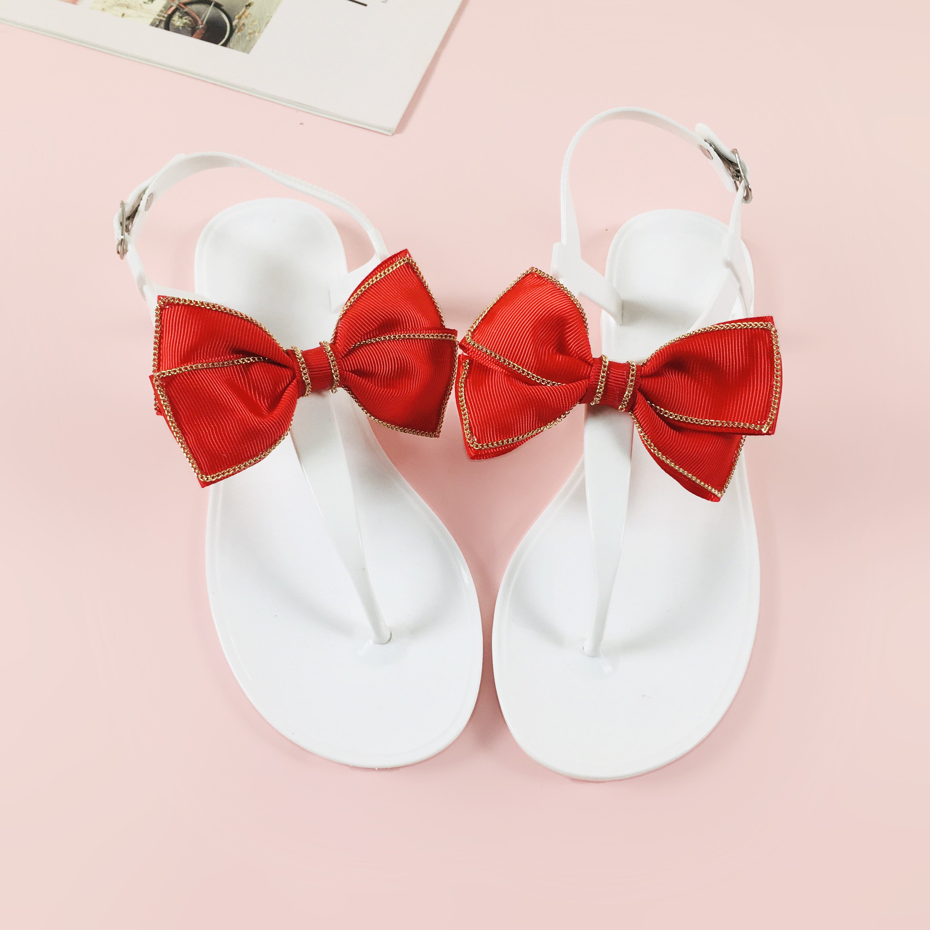 Slides Slippers Women Flip-Flops Ladies Woman Sandals 2022 Sandal Summer Custom And Wholesale bowknot Jelly Shoes