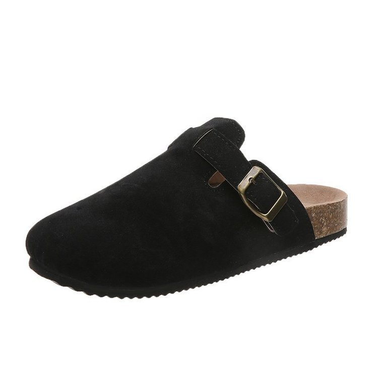 Hot Sale Wholesale Slides Cork Sole Flat Sandals Slippers Large Roman Casual Half Trailer Lazy Shoes Solid Vintage Slippers