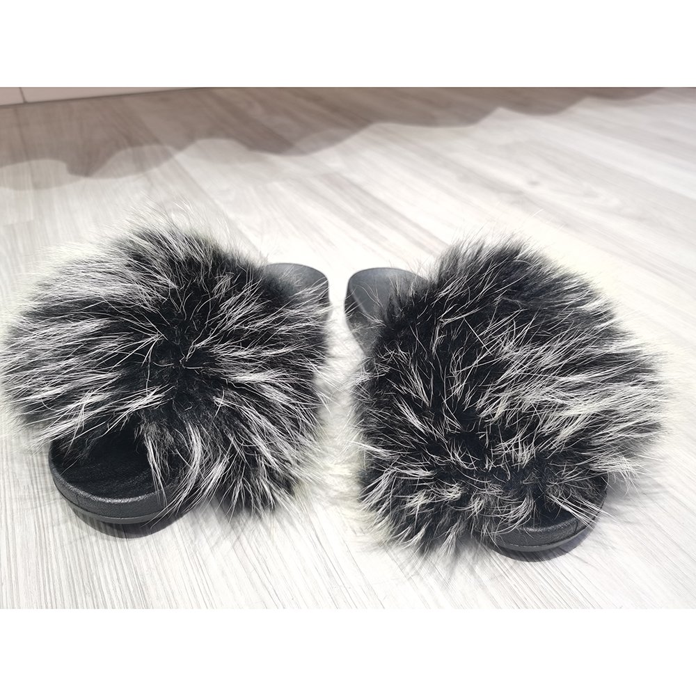 Attractive Design Fox Skin Fur Slippers For Women Sandal Slide Slipper