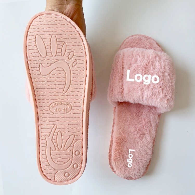 2024 New Popular High Quality Open Toe Round Head Flat Bottom Indoor Fur Warm Winter Slides Slippers for men