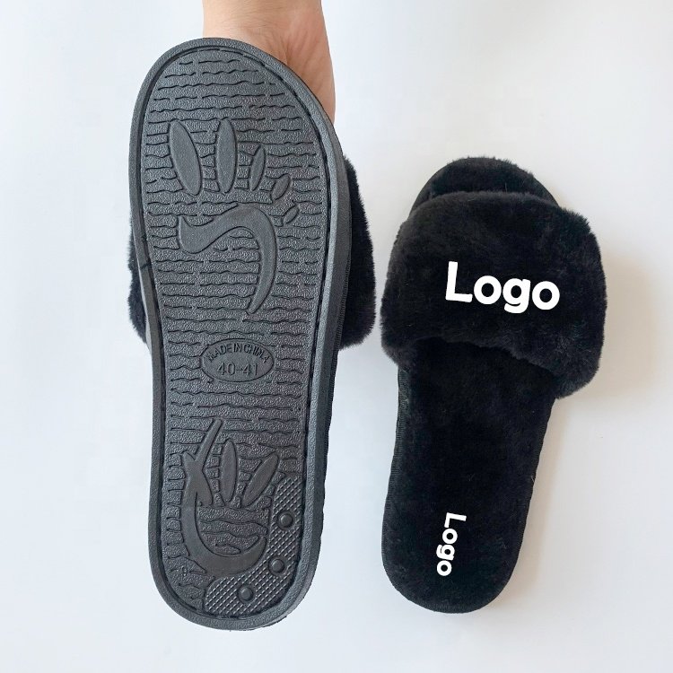 2024 New Popular High Quality Open Toe Round Head Flat Bottom Indoor Fur Warm Winter Slides Slippers for men