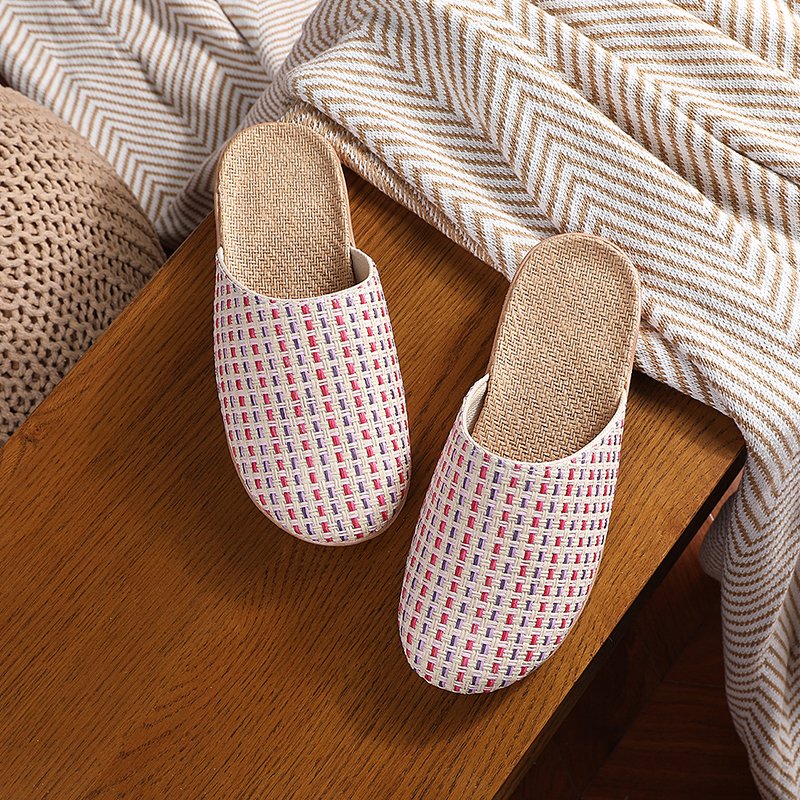 TPR rubber sole soft indoor slipper custom logo cotton upper summer indoor slides sandals for women