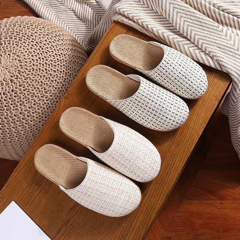 TPR rubber sole soft indoor slipper custom logo cotton upper summer indoor slides sandals for women