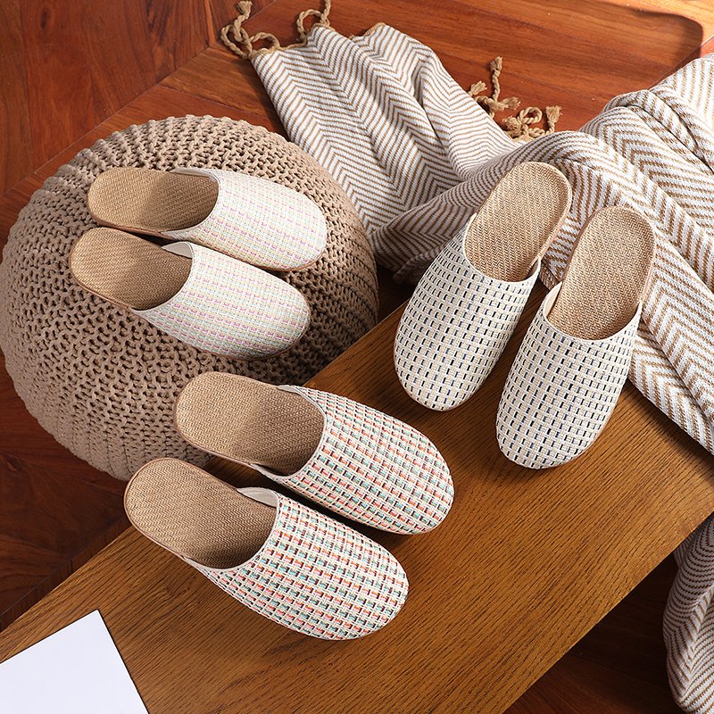 TPR rubber sole soft indoor slipper custom logo cotton upper summer indoor slides sandals for women