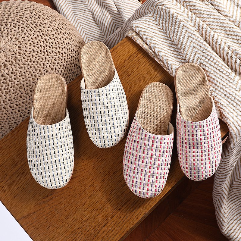 TPR rubber sole soft indoor slipper custom logo cotton upper summer indoor slides sandals for women