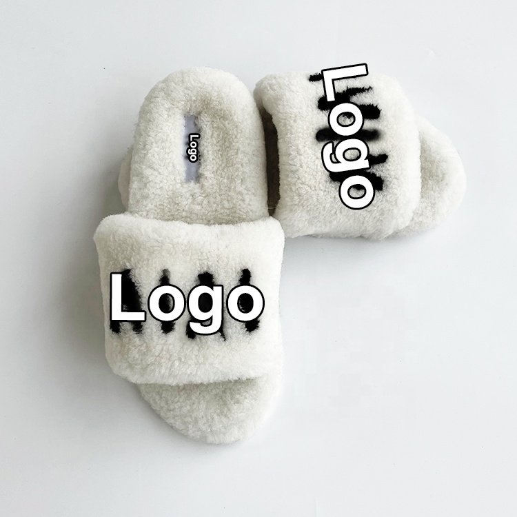 Most popular sheepskin fur warm winter designer slippers Fur slide Real Wool women slippers for women ladies