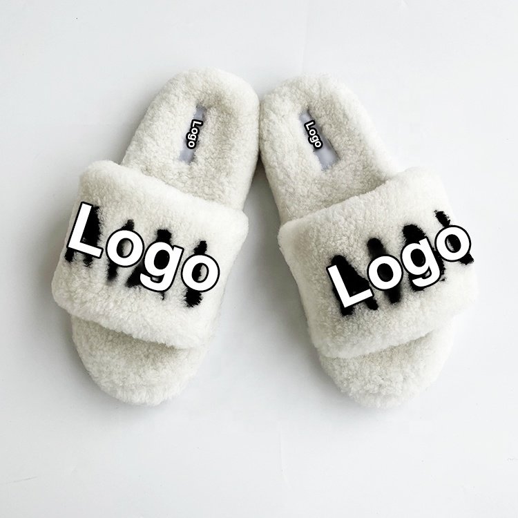 Most popular sheepskin fur warm winter designer slippers Fur slide Real Wool women slippers for women ladies