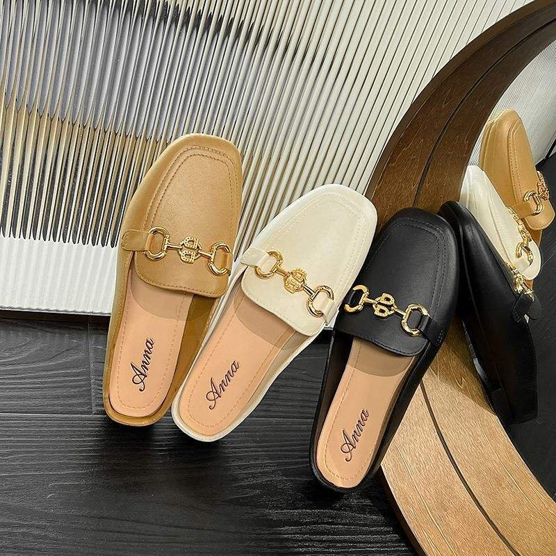 Wholesale Indoor Outdoor Flip-Flops Slippers Exquisite Ladies Half Drag Leather Flip Flops Women Flat Sandals Slippers