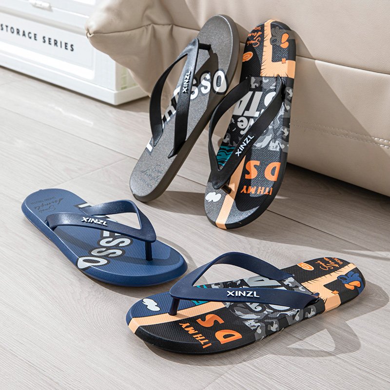 Summer Solid Color Men's Flip-Flops Non-slip Home Slippers Classical Hard-Wearing Men Outdoor Flat Shoes