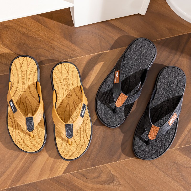 Summer Solid Color Men's Flip-Flops Non-slip Home Slippers Classical Hard-Wearing Men Outdoor Flat Shoes