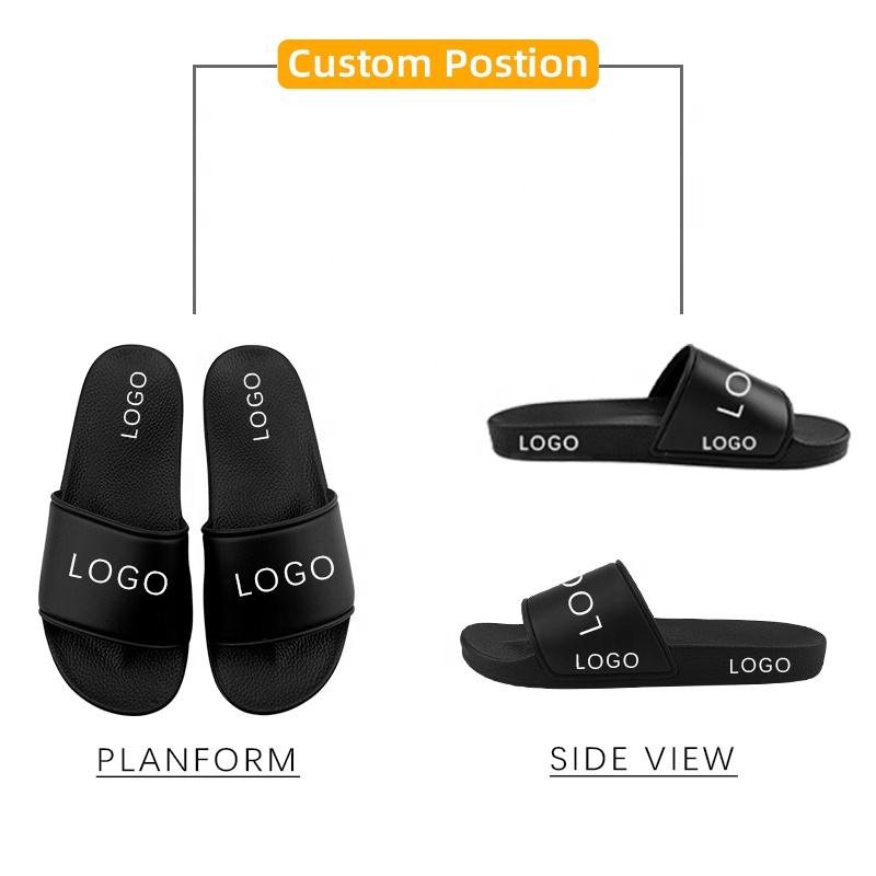 Designer Summer Customized Brand PVC Indoor Home Slippers Unisex With Logo Custom House Mens Slides Slippers