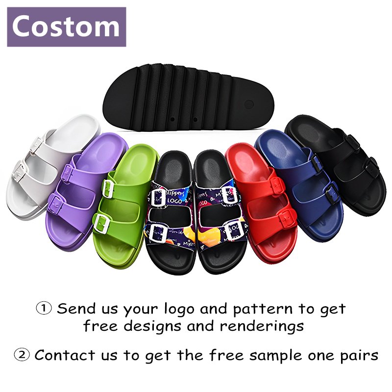 Wholesale Designer Summer Beach Unisex Double Buckle Strap Custom Logo Birken Sandals Slides Slippers For Men Women