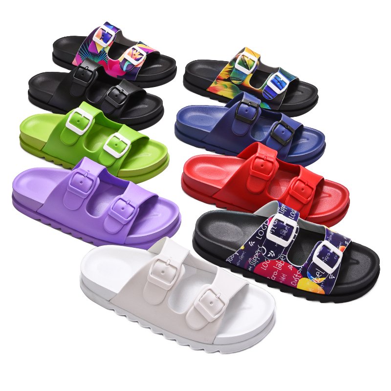 Wholesale Designer Summer Beach Unisex Double Buckle Strap Custom Logo Birken Sandals Slides Slippers For Men Women