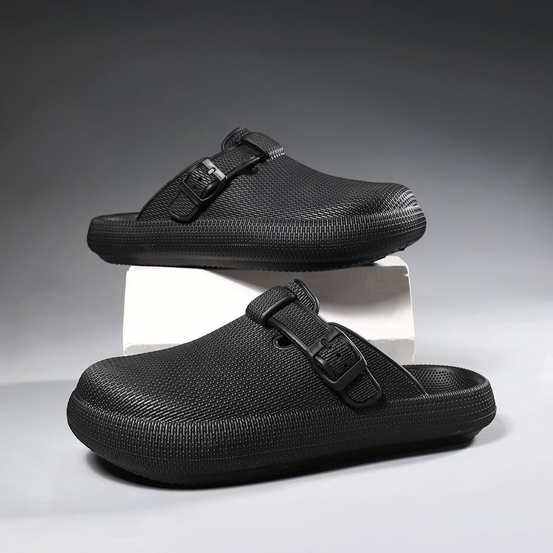 2024 New couple buckle closed-toe flat sandals slippers EVA beach foam runners clogs platform holes slides for men women
