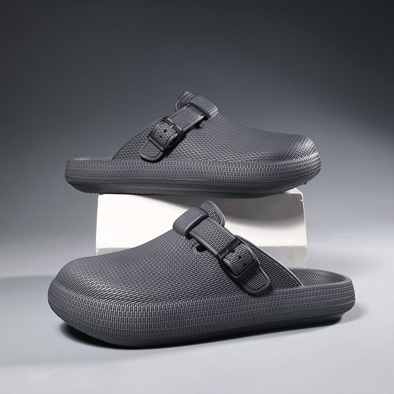 2024 New couple buckle closed-toe flat sandals slippers EVA beach foam runners clogs platform holes slides for men women