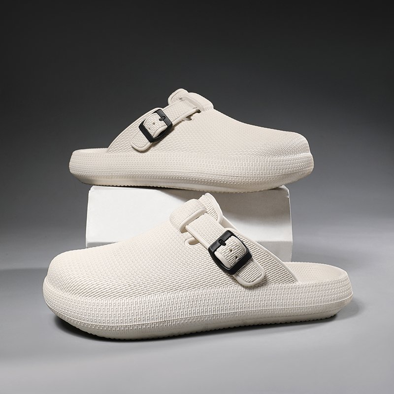 2024 New couple buckle closed-toe flat sandals slippers EVA beach foam runners clogs platform holes slides for men women