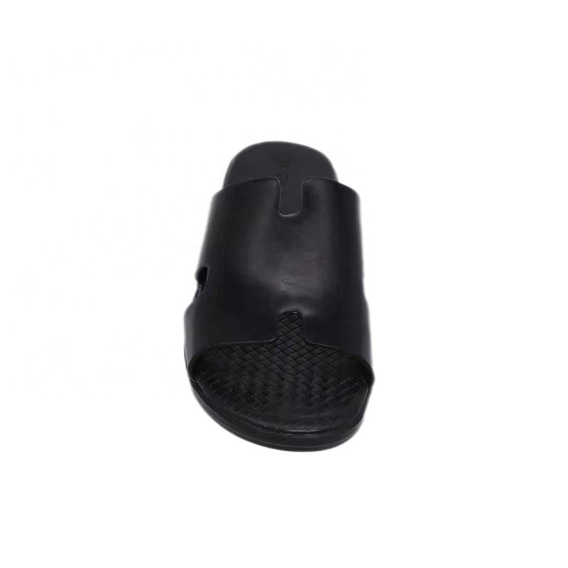 2022 high end black men indoor bedroom slippers custom logo PU men Slides Slippers