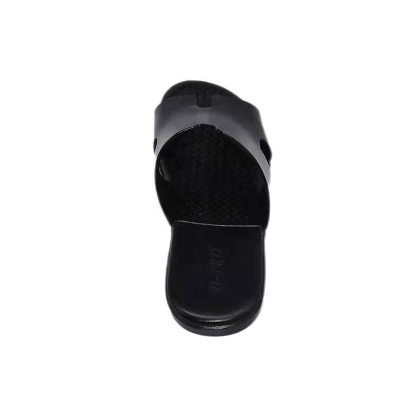 2022 high end black men indoor bedroom slippers custom logo PU men Slides Slippers