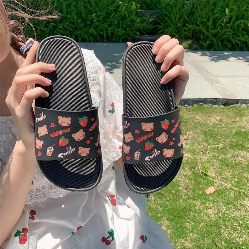 New summer model slides slippers design casual women soft sole slipper with printed pattern