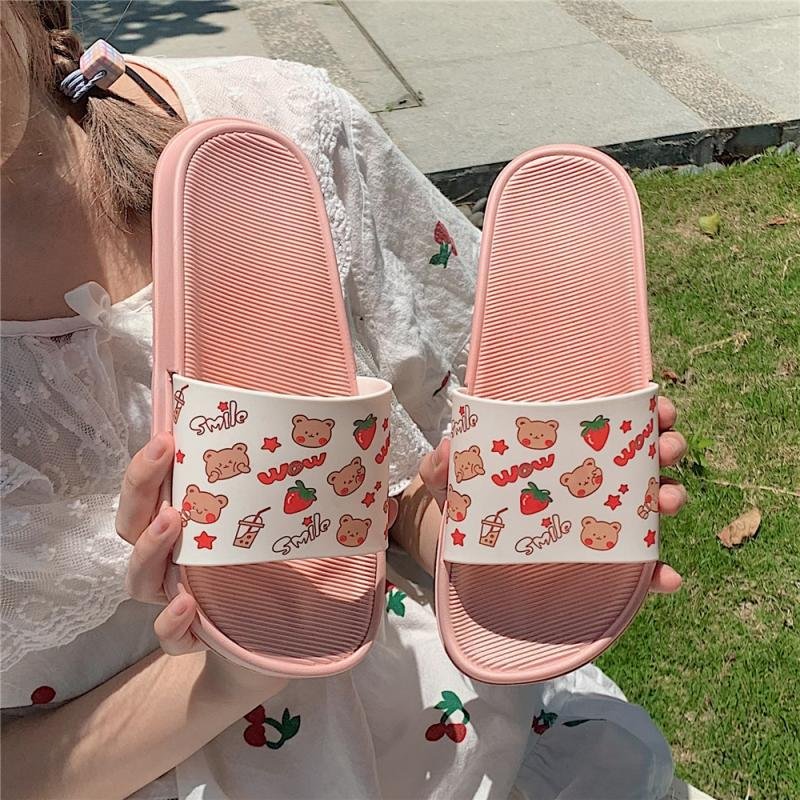 New summer model slides slippers design casual women soft sole slipper with printed pattern