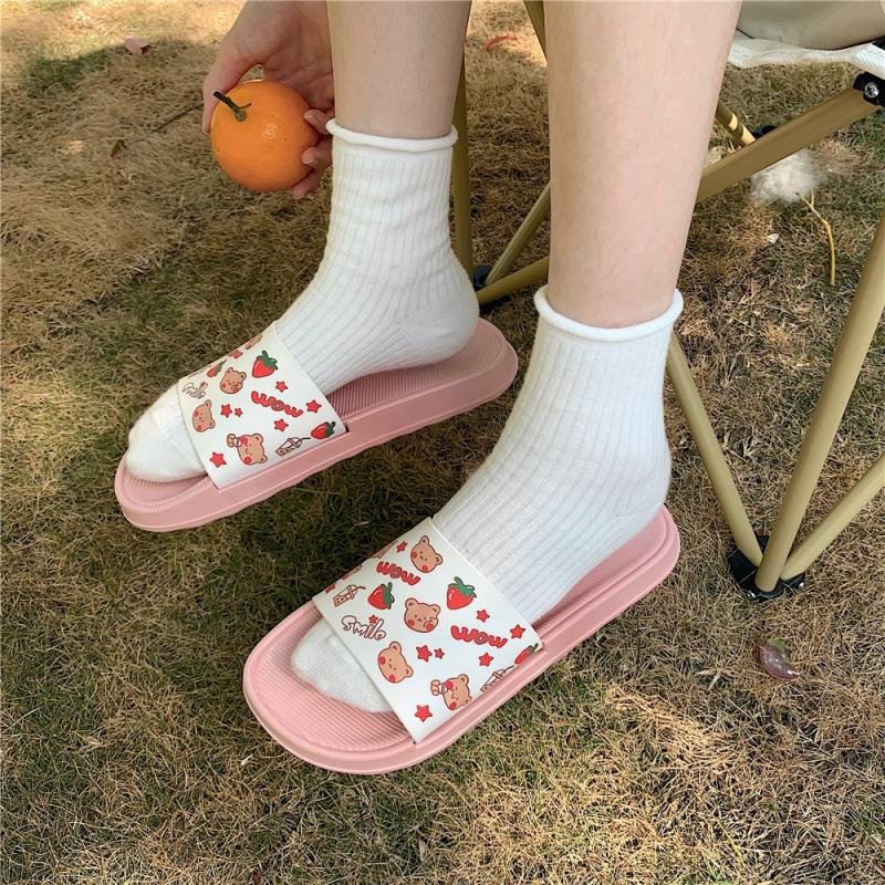 New summer model slides slippers design casual women soft sole slipper with printed pattern