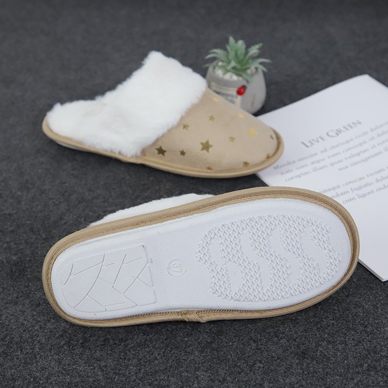 Adult Winter Warm Bedroom Plush Faux Suede Slides Slippers Plush Upper Sandals For Women Ladies Sandals And Slippers Wholesale