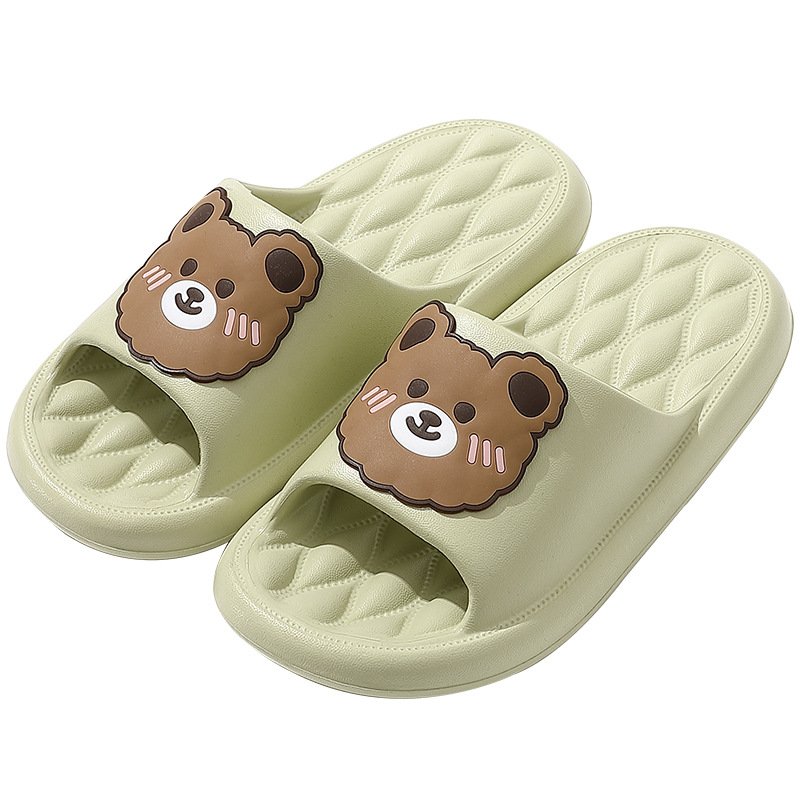 Summer Unisex Slippers Couple Sandals Beach Slides Cartoon Bear Thick Sole Indoor Bathroom Anti-slip Shoe