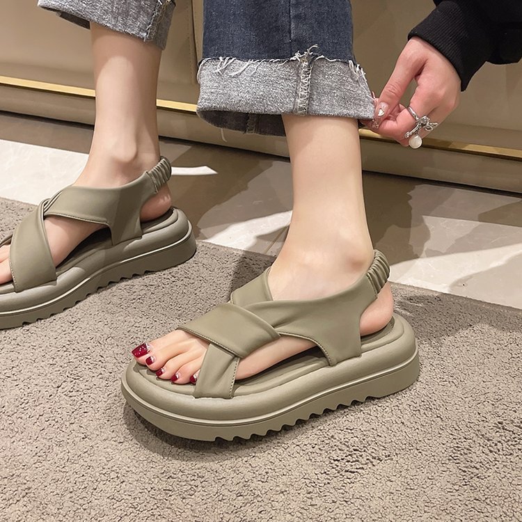 Dropshipping Custom Logo 2023 Summer Ladies Chunky Heel Sandals Luxury Comfortable Platform Sandals Fo
