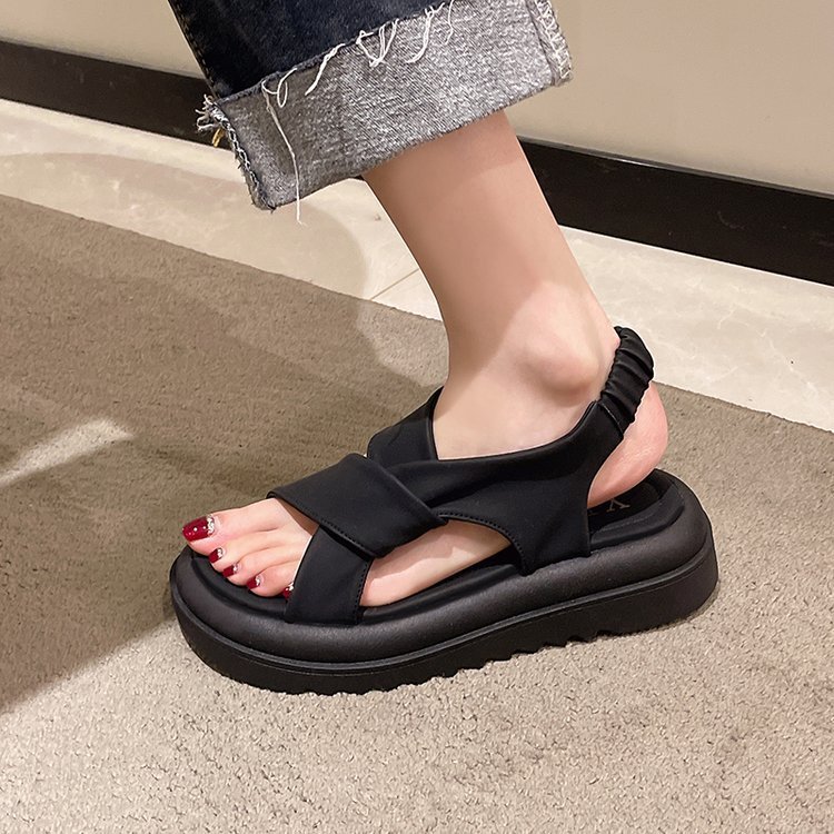 Dropshipping Custom Logo 2023 Summer Ladies Chunky Heel Sandals Luxury Comfortable Platform Sandals Fo