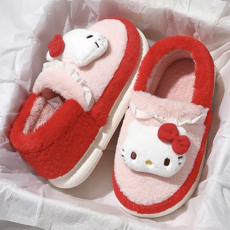 Wholesale custom sanrioed plush slipper sandals Cartoon Anime shoes Kulomi Home Slippers Cute Plush hello kt Slippers for Women