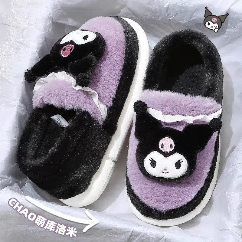 Wholesale custom sanrioed plush slipper sandals Cartoon Anime shoes Kulomi Home Slippers Cute Plush hello kt Slippers for Women