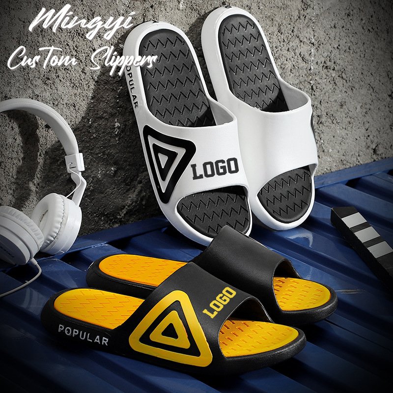 2023 Designer Summer New Beach Custom Logo Slipper Cool Geometric Style Triangle Men's Slides Slippers