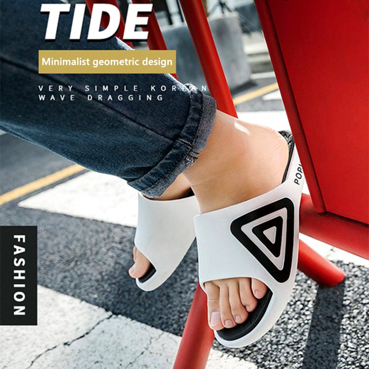 2023 Designer Summer New Beach Custom Logo Slipper Cool Geometric Style Triangle Men's Slides Slippers