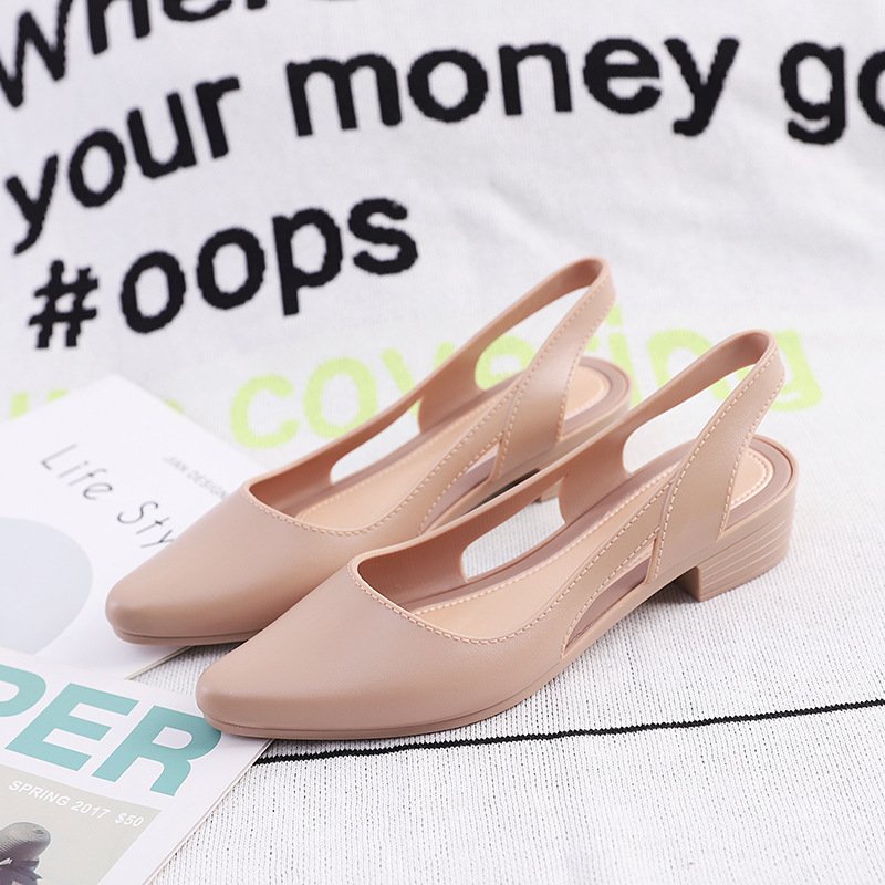 Xuanhui 2024 summer outdoor ankle strap pvc heels Breathable women slingback casual jelly sandals shoes