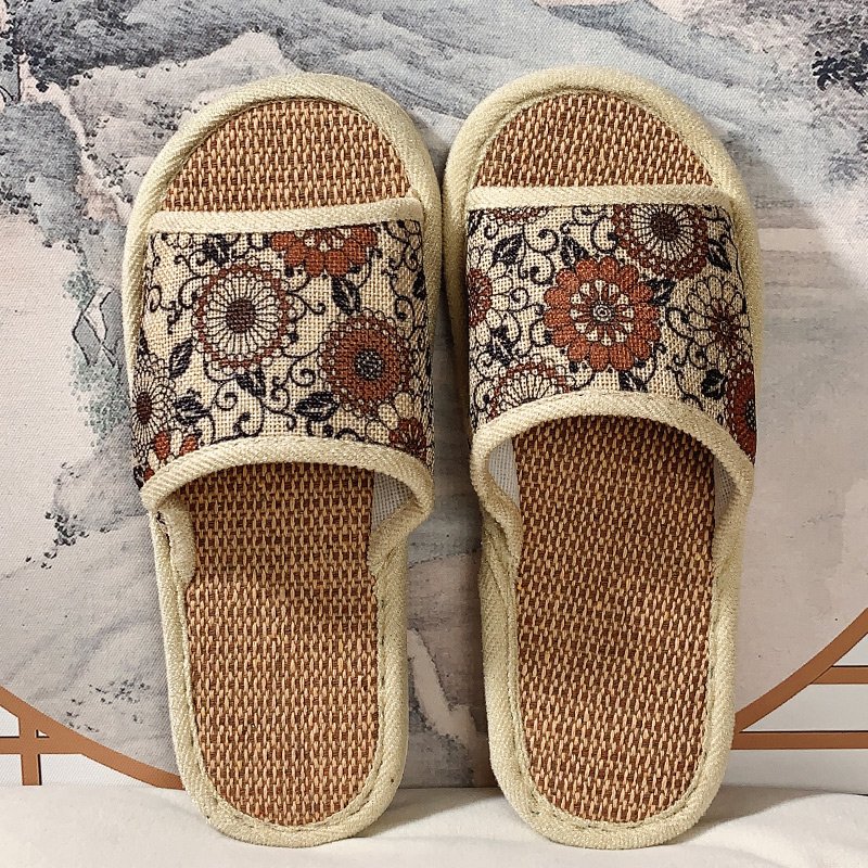 Fashionable Linen Slippers For Couples Soft Sole Anti Slip Lightweight Summer Slippers