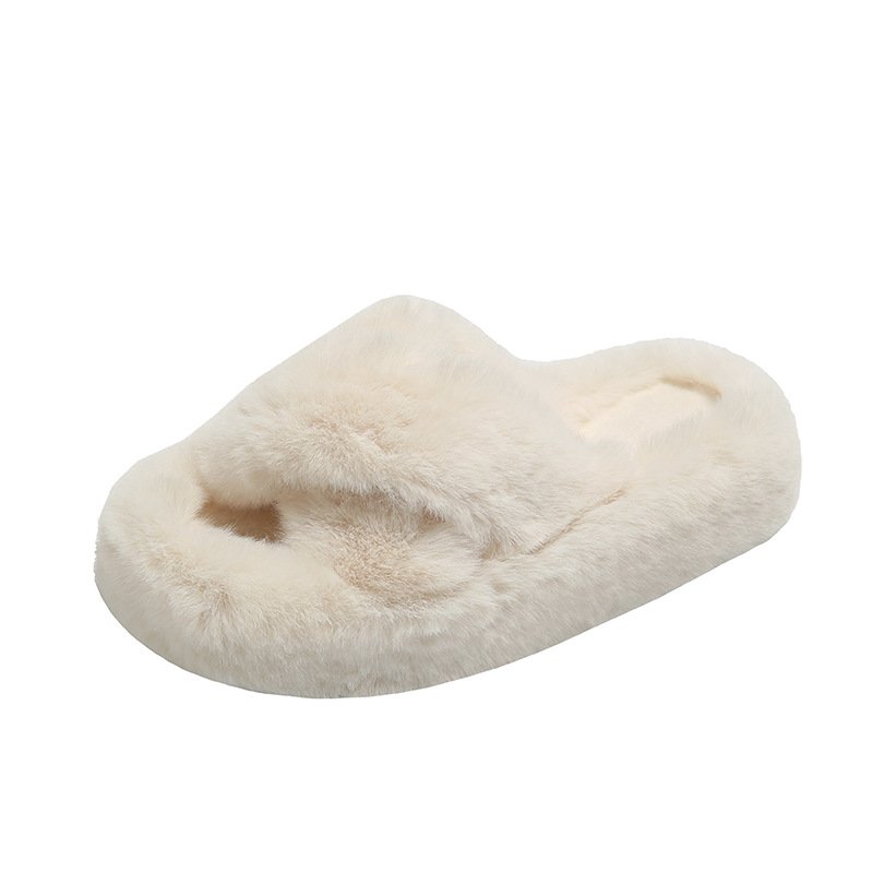 Womens Sliders Plush Flat Sandals Fuzzy Open Toe Skid Ladies Fur Slide Slippers House Shoes
