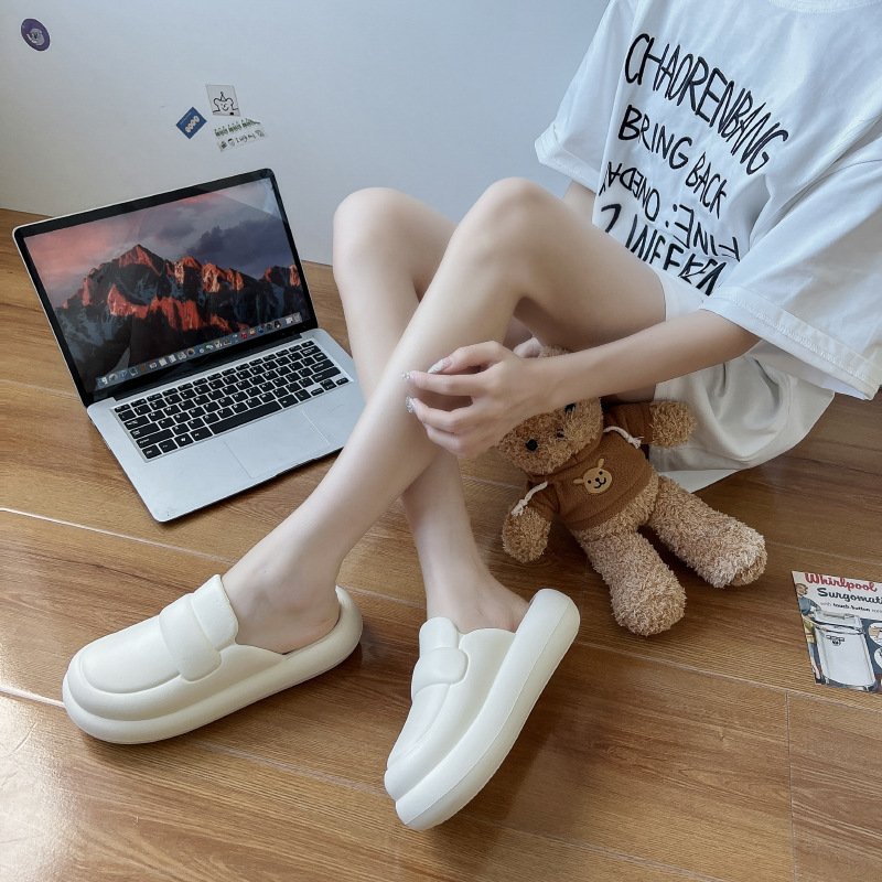 Closed toe half slippers women's summer fashion outdoor sandals home empty flat lazy slippers droppings beach shoes