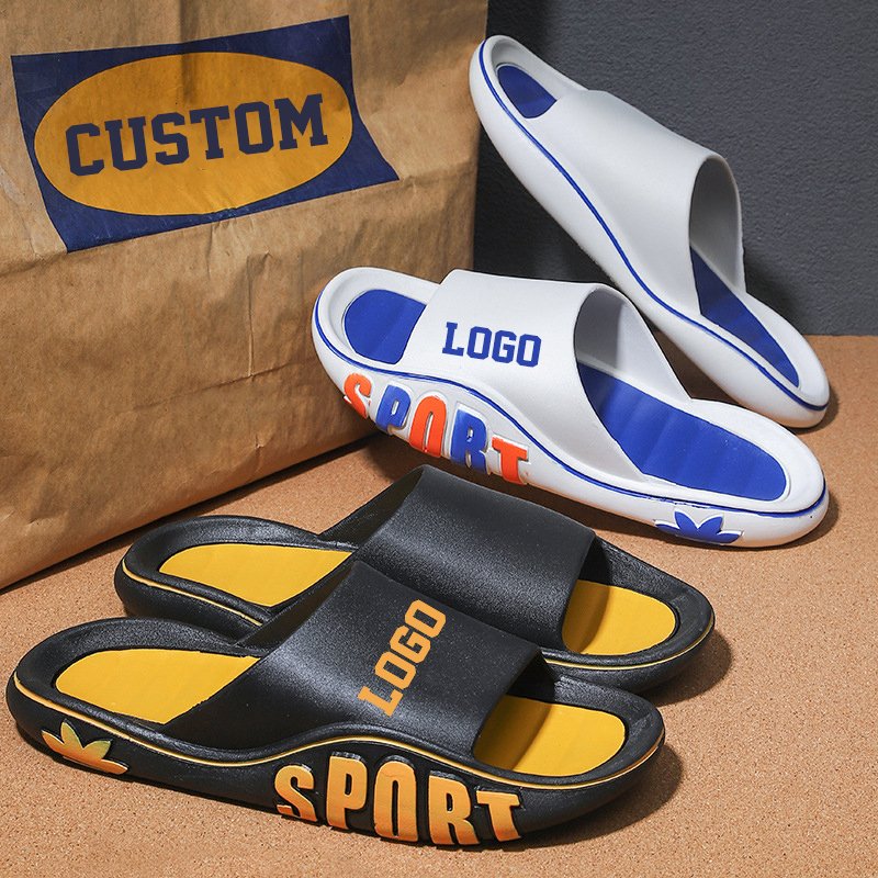 OEM Print Your Brand Logo Shoes Men Wholesale Beach Fashion Slides Mens Sports Slippers Blank Sandals Custom