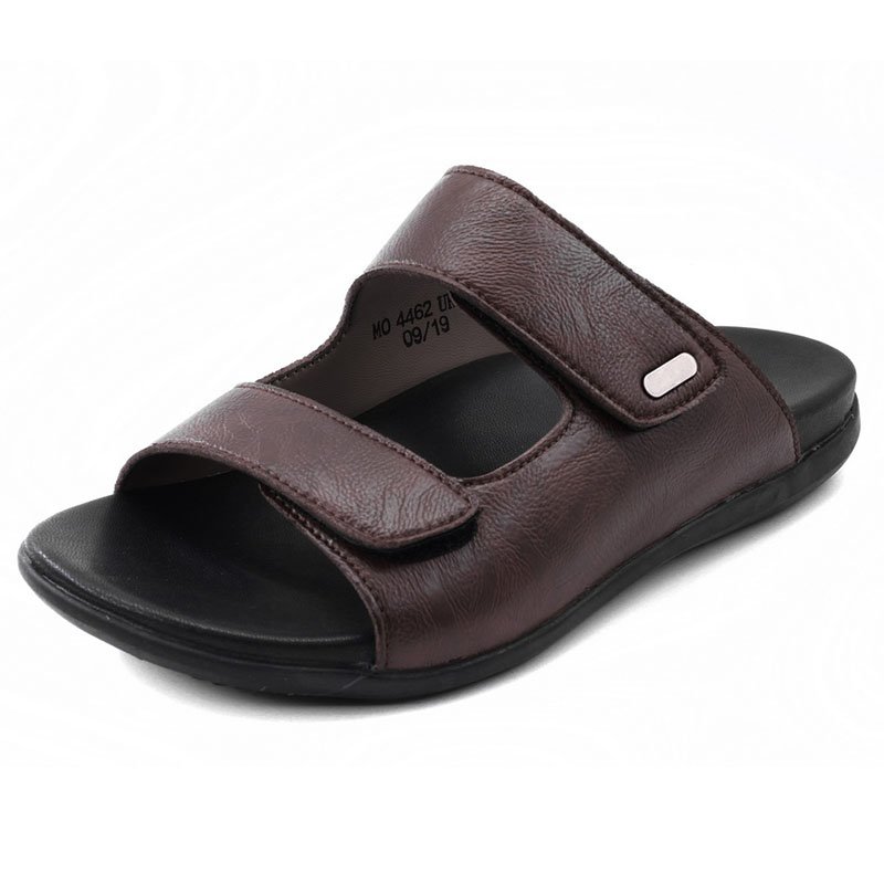 Healthcare Rubber Sole Men Leather Summer Casual Sandals Anti Slip Rubber New Design Fashion Extra Wide Arch Support Slipper
