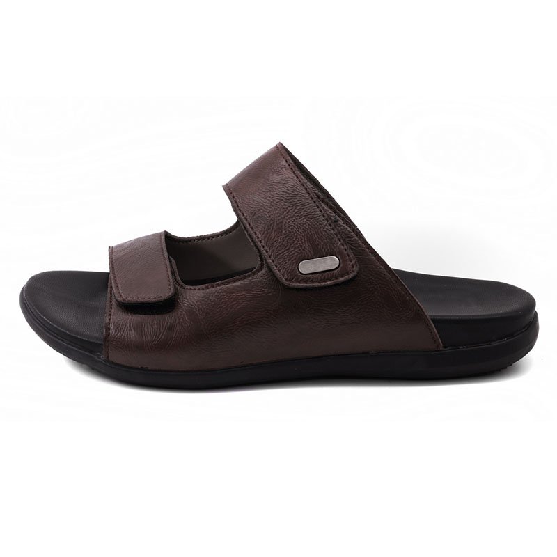 Healthcare Rubber Sole Men Leather Summer Casual Sandals Anti Slip Rubber New Design Fashion Extra Wide Arch Support Slipper