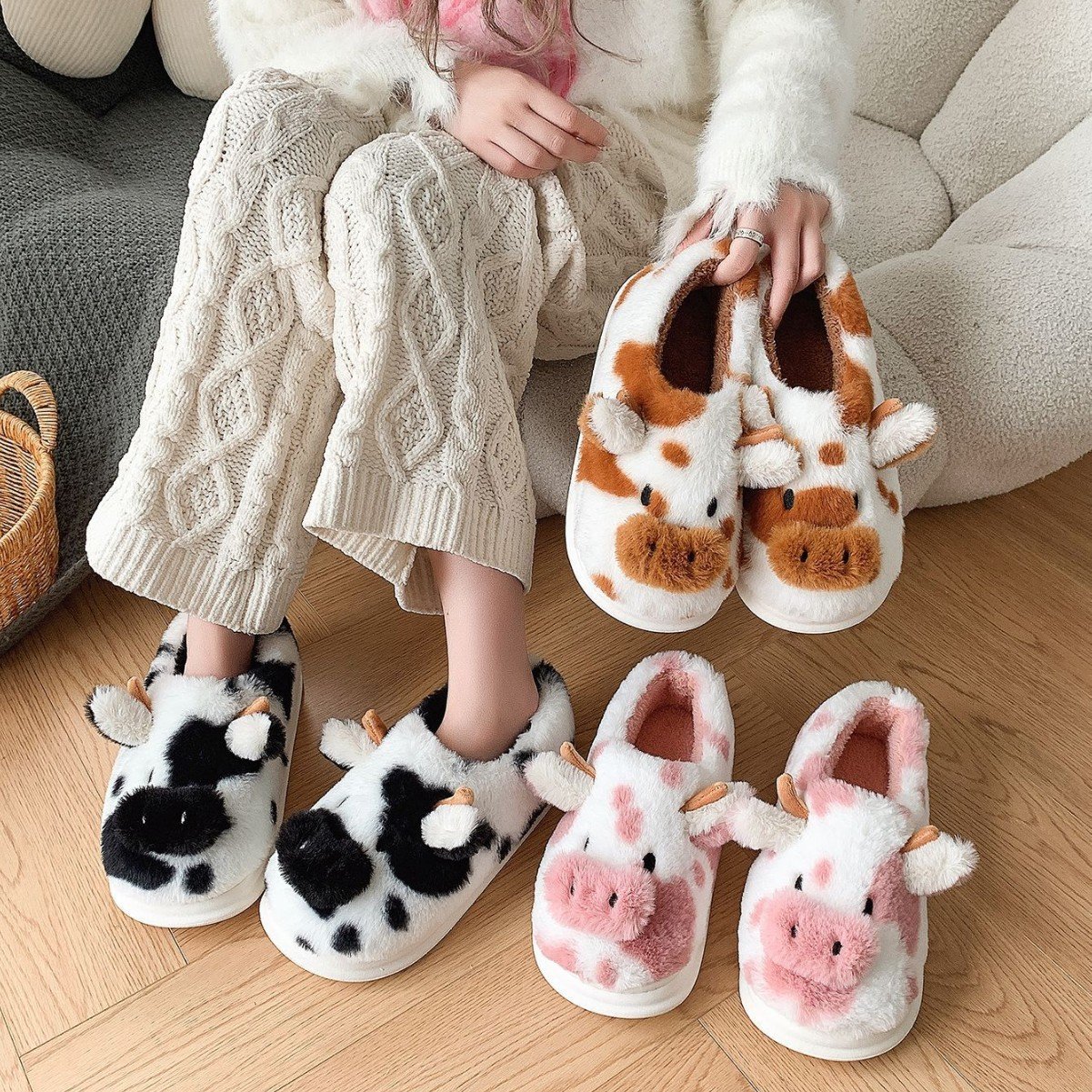winter women's ladies home slippers bow faux suede faux fur warm luxury soft comfortable slides slippers