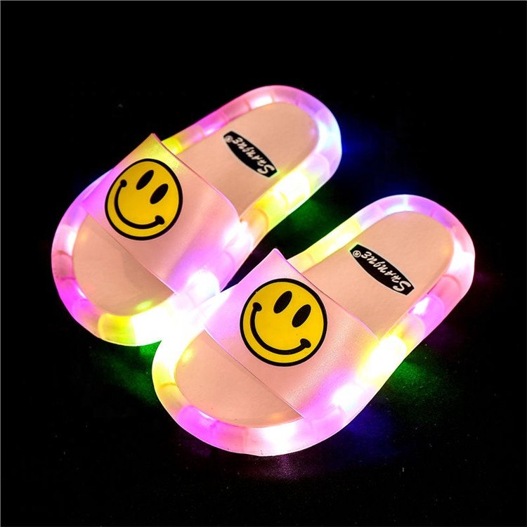Children's Luminous Slippers Soft PVC Shoes Smile Pattern Non-slip Footwear Kids Slippers for Girls