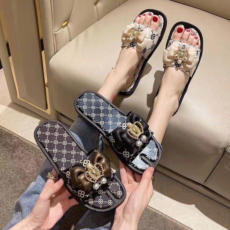Best design shoes soft bottom indoor beach slippers for women pearl slipper slippers ladies designer