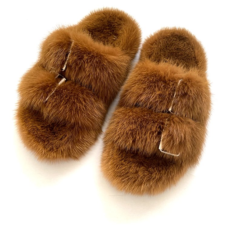 Flowing fashion New design Ladies Real Fur Slides Luxury Women mink fur slippers