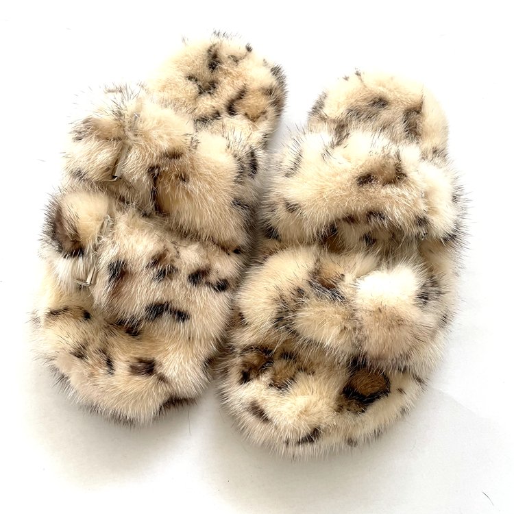 Flowing fashion New design Ladies Real Fur Slides Luxury Women mink fur slippers