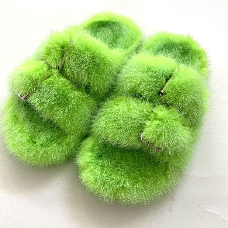 Flowing fashion New design Ladies Real Fur Slides Luxury Women mink fur slippers