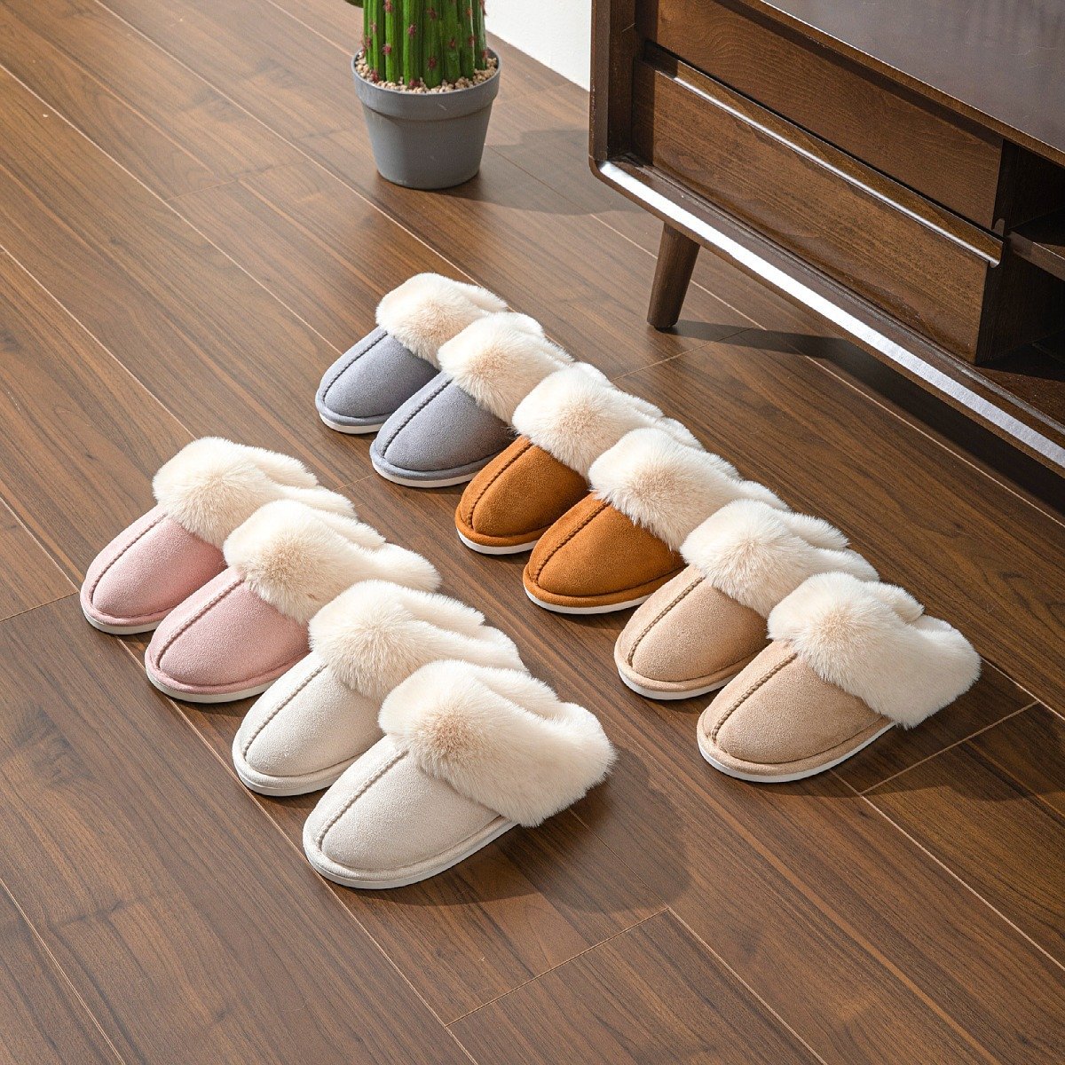 Wholesale Ladies Unisex Thick Bottom House Solid Colors Warm Cozy Soft Flat Shoes Slippers